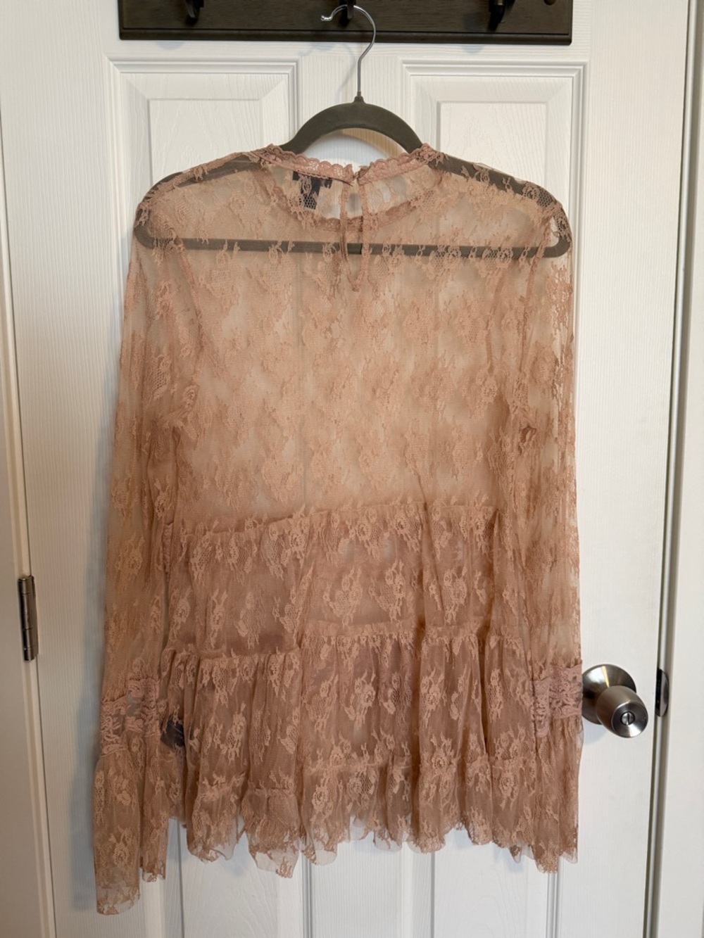 Buffalo David Bitton Blush Lace Blouse Size M Sheer Boho Ruffle Top - Picture 5 of 6
